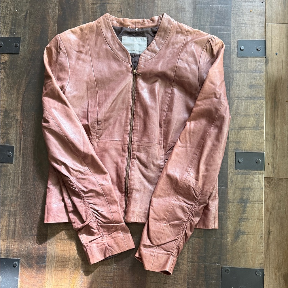 Classiques Entier Mauve-Pink Leather Zip Jacket